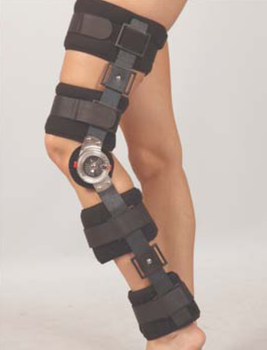 SL 09 The leg brace is hinged, with an adjustable angle.